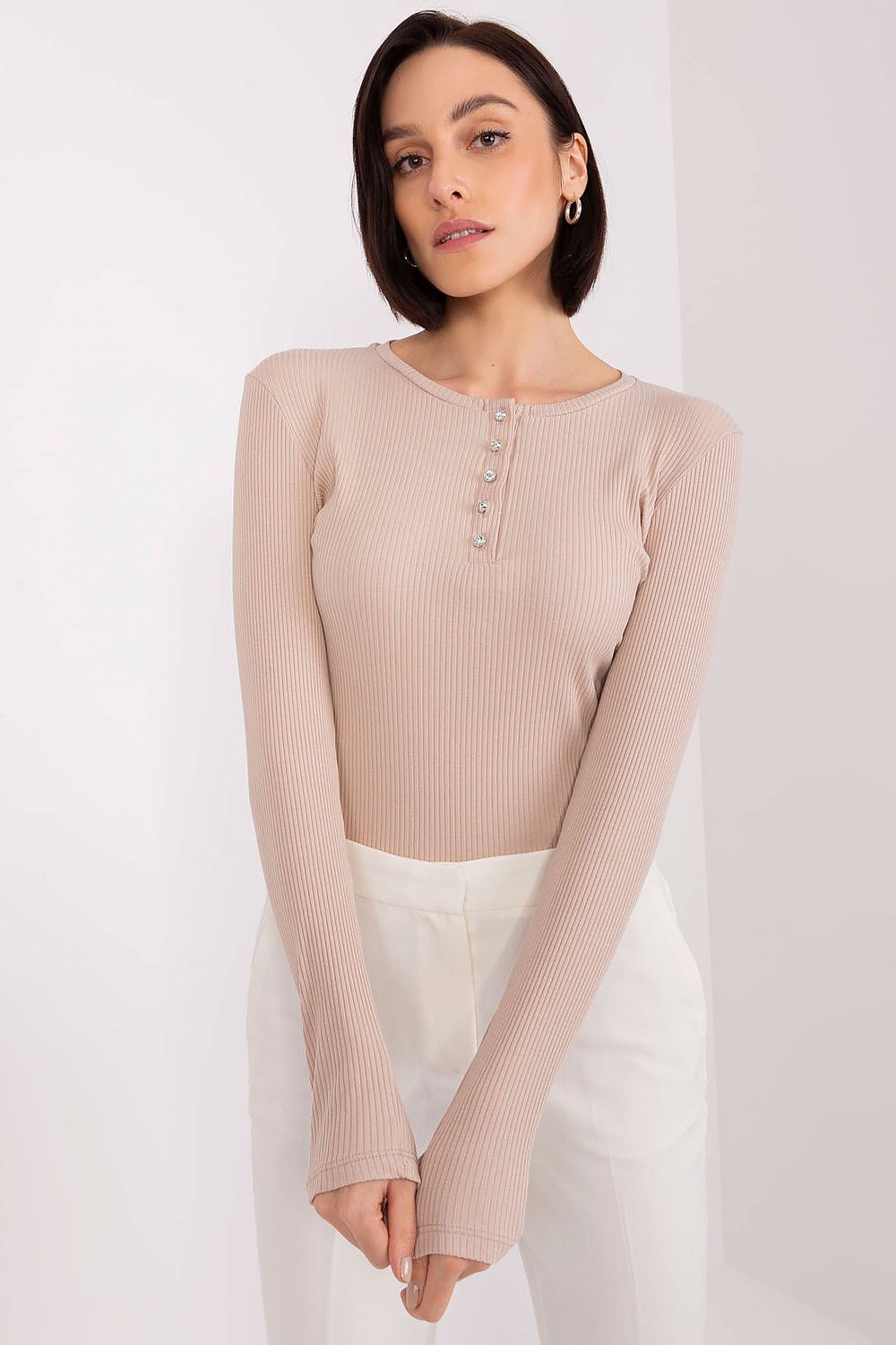 Women's Button-Down Casual Blouse - Striped Waist Length