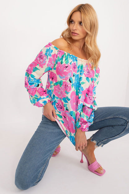 Women's Bardot Blouse - Floral Hip Length