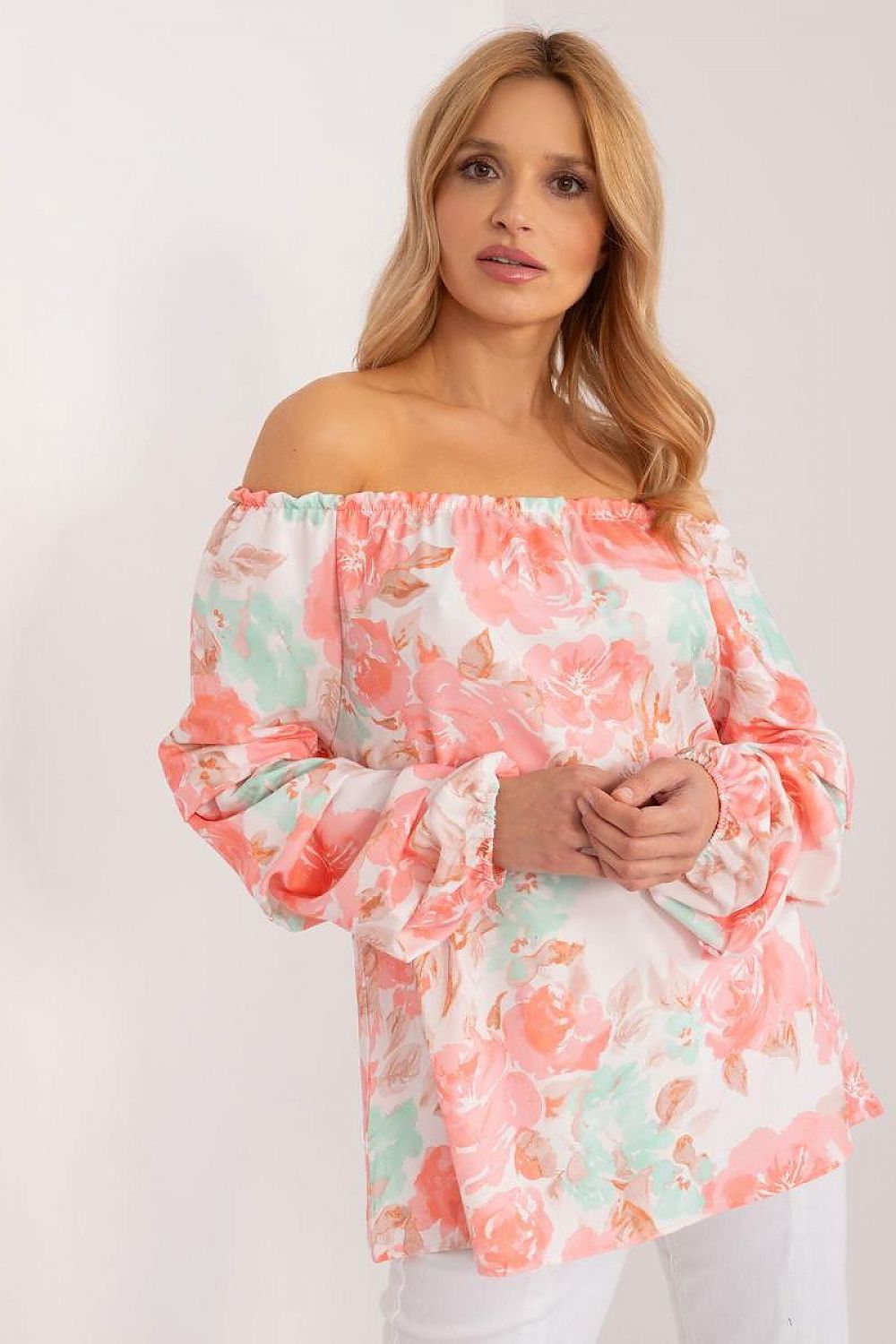 Women's Bardot Blouse - Floral Hip Length