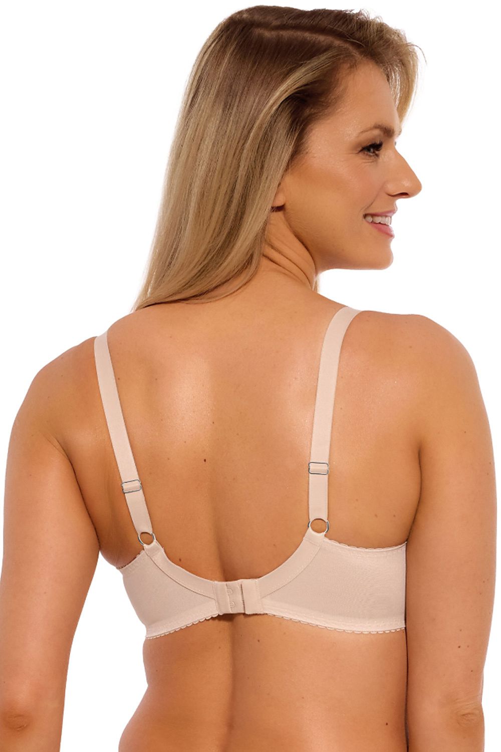 Embroidered Bra Beige Cotton Support-Women Bra-GUOCALI