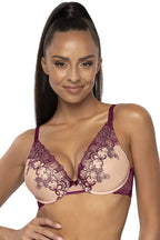 Push Up Bra Embroidered Cotton Plunge-Women Bra-GUOCALI