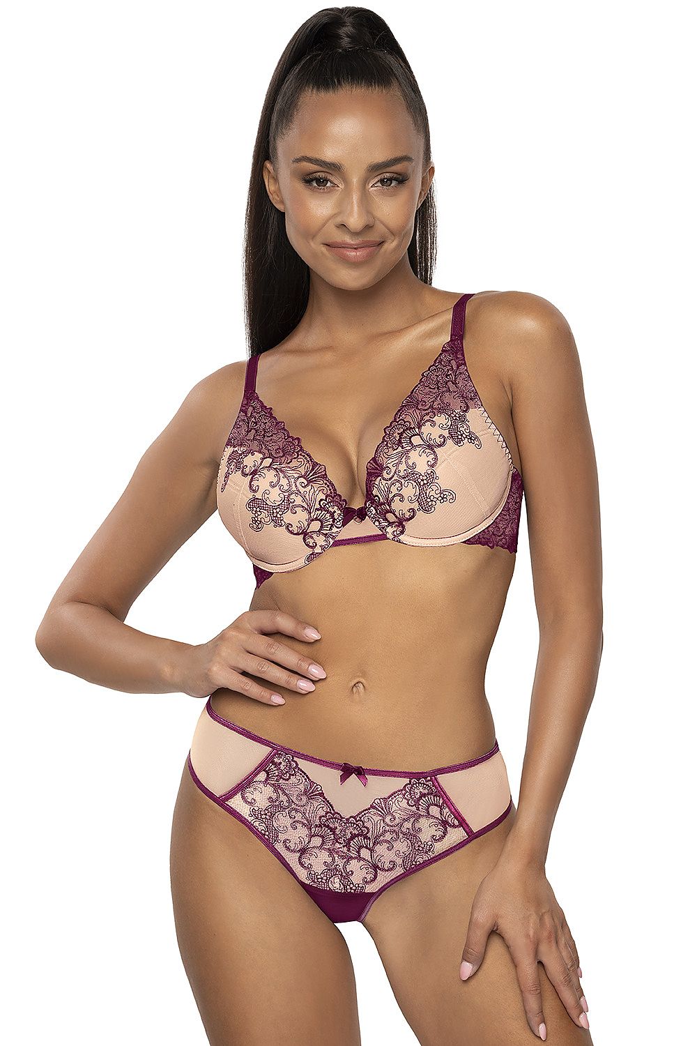 Push Up Bra Embroidered Cotton Plunge-Women Bra-GUOCALI