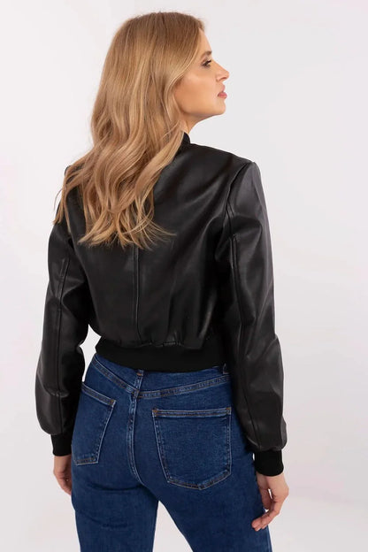 Women's Bomber Jacket - With Pockets Chic, Minimalist, Casual - Black