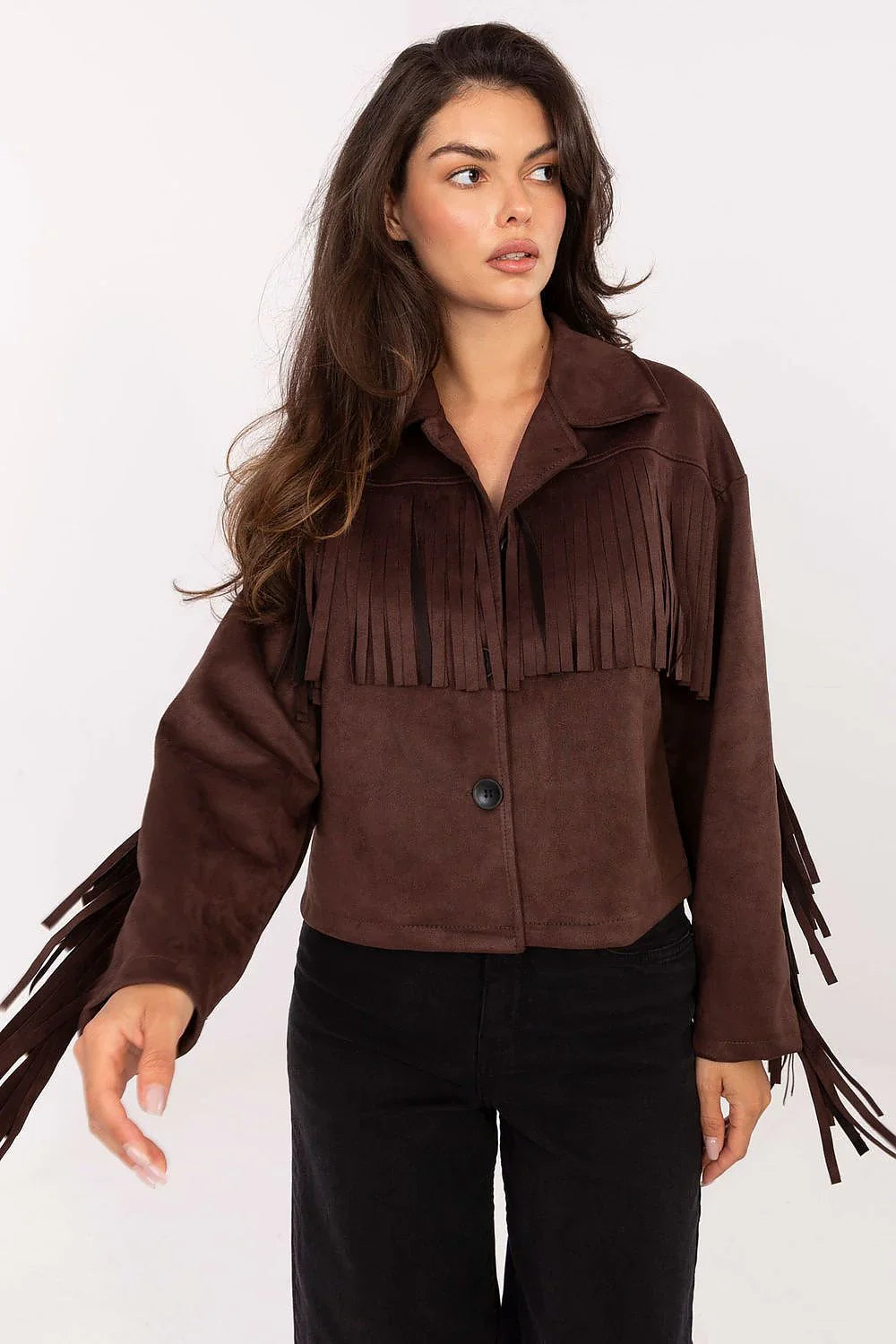 Women's Cropped Jacket - Lightweight Chic - Brown