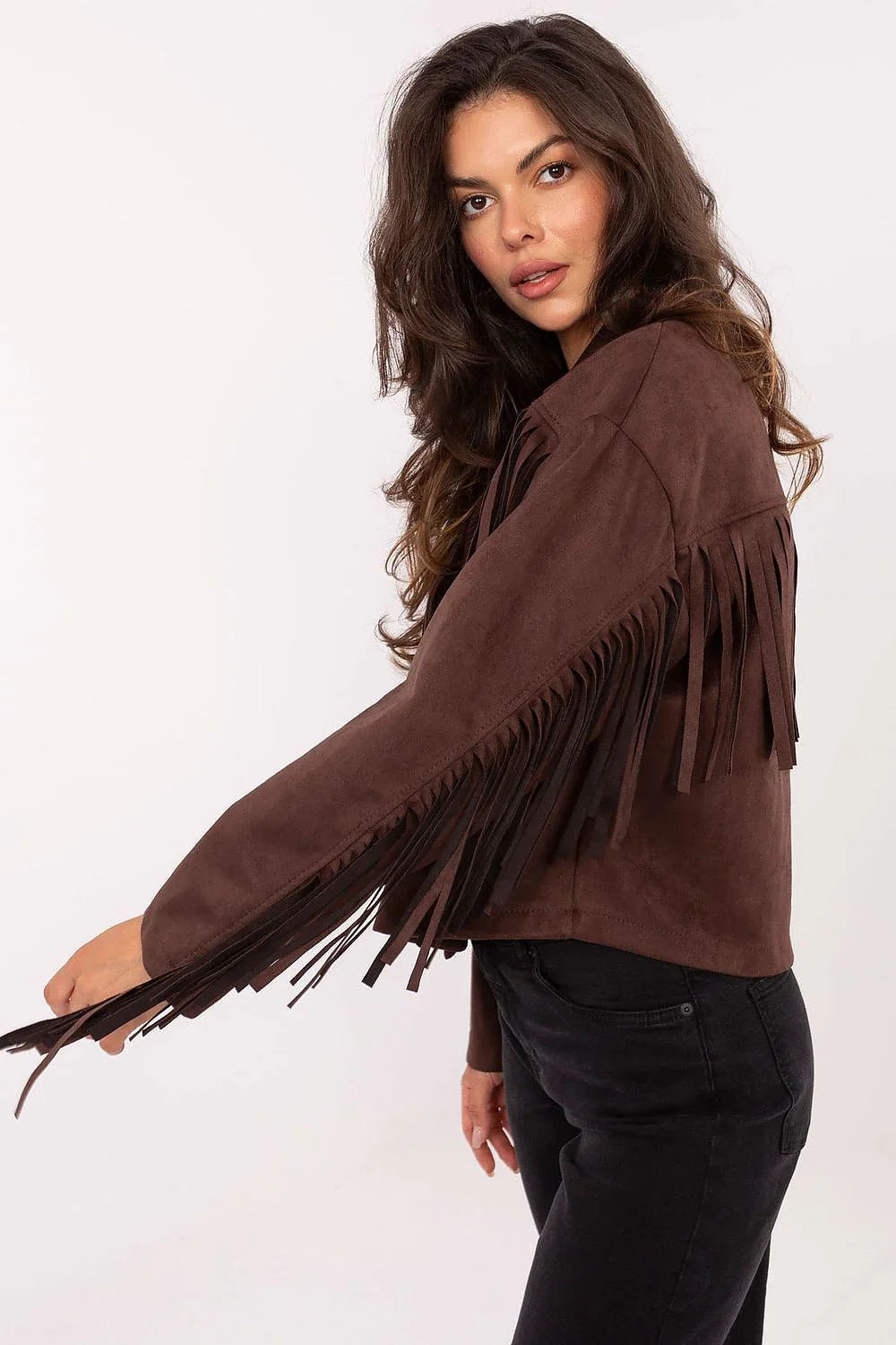 Women's Cropped Jacket - Lightweight Chic - Brown