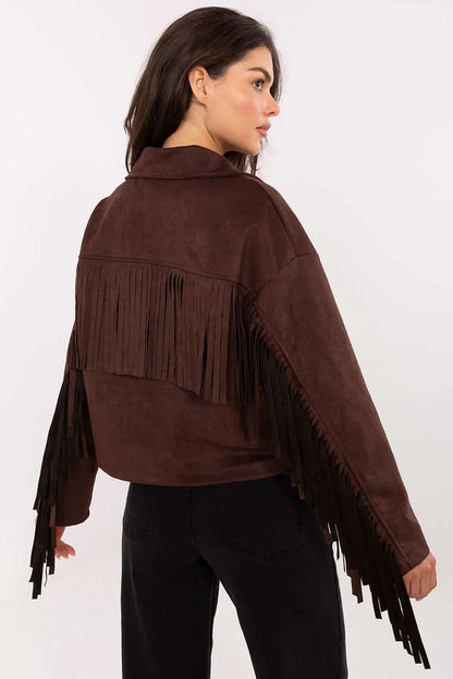 Women's Cropped Jacket - Lightweight Chic - Brown