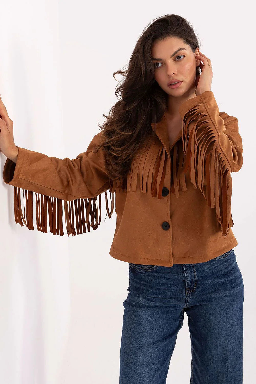 Women's Cropped Jacket - Lightweight Chic - Brown