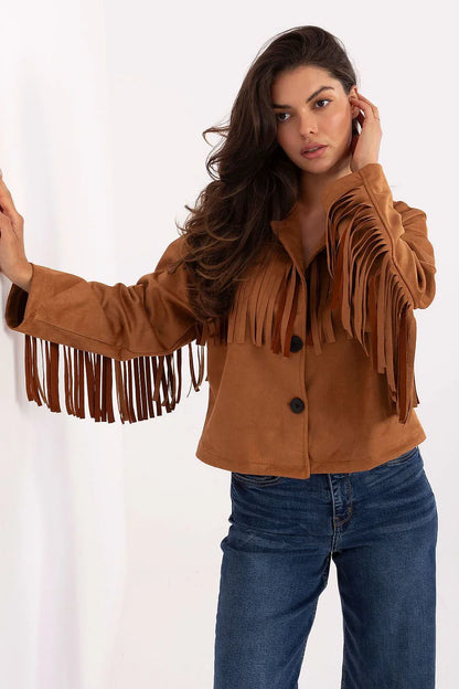 Women's Cropped Jacket - Lightweight Chic - Brown