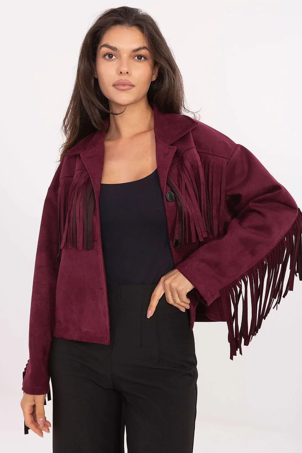 Women's Cropped Jacket - Lightweight Chic - Brown