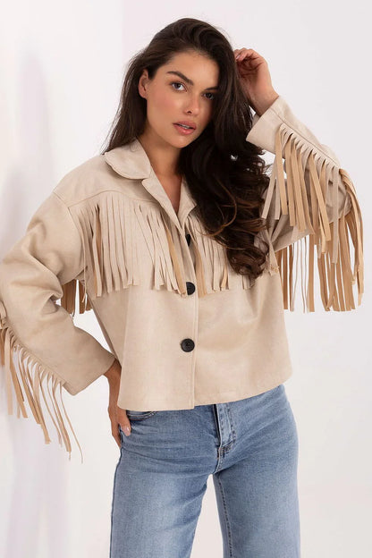 Women's Cropped Jacket - Lightweight Chic - Brown