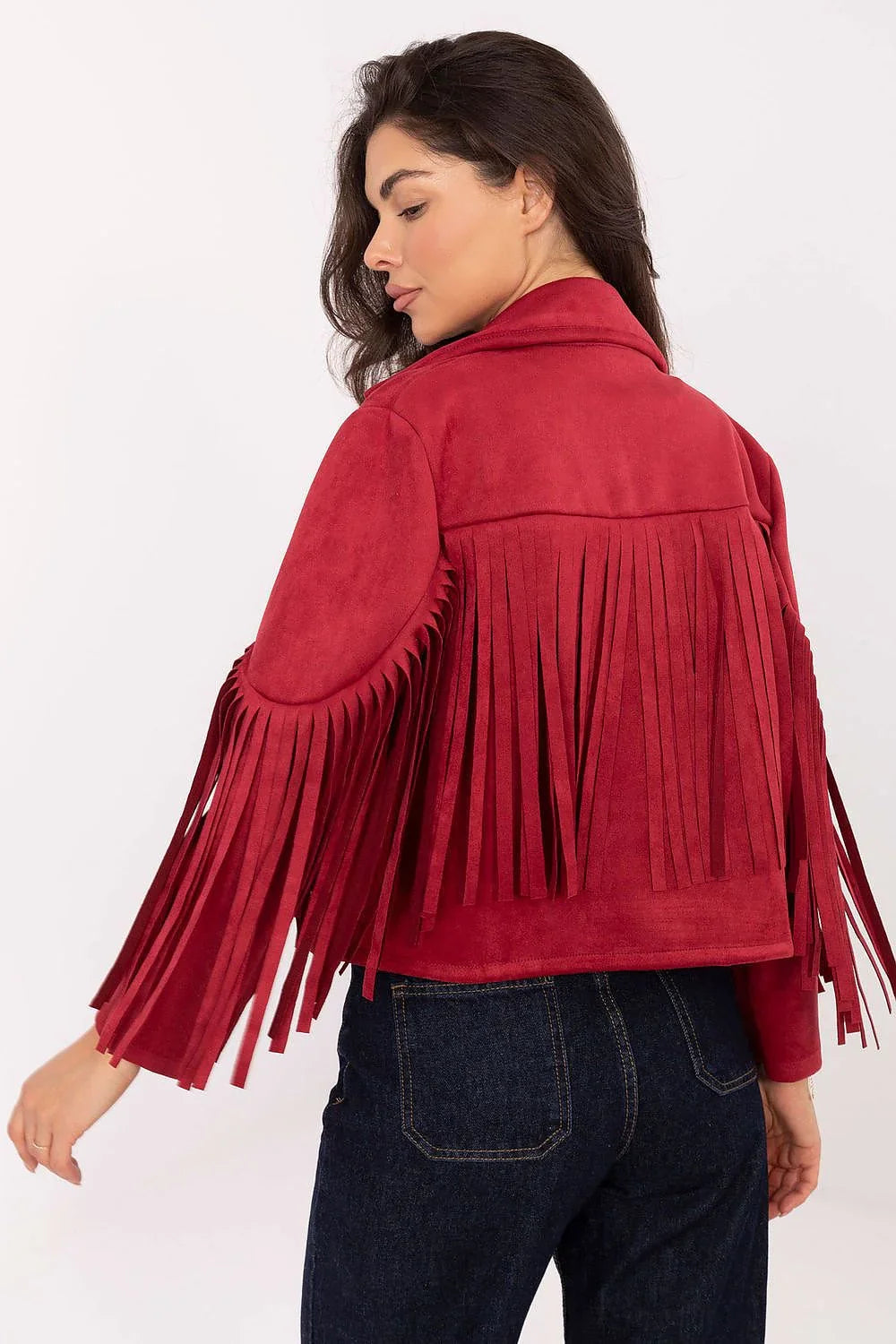 Women's Cropped Jacket - Lightweight Boho - Red