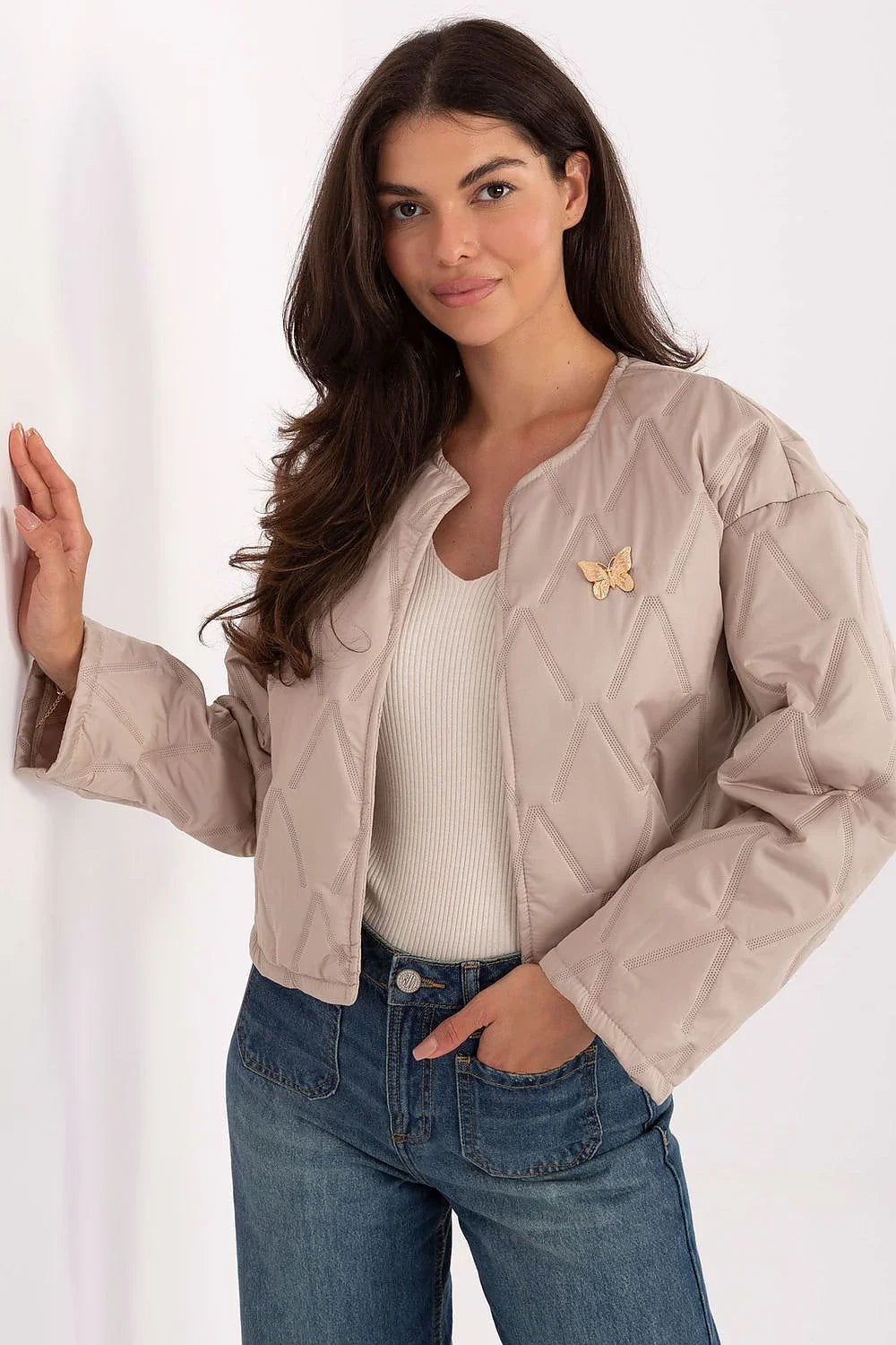 Women's Quilted Jacket - Lightweight Elegant - Brown