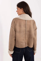 Women's Cropped Jacket - Lightweight Casual - Navy, Beige