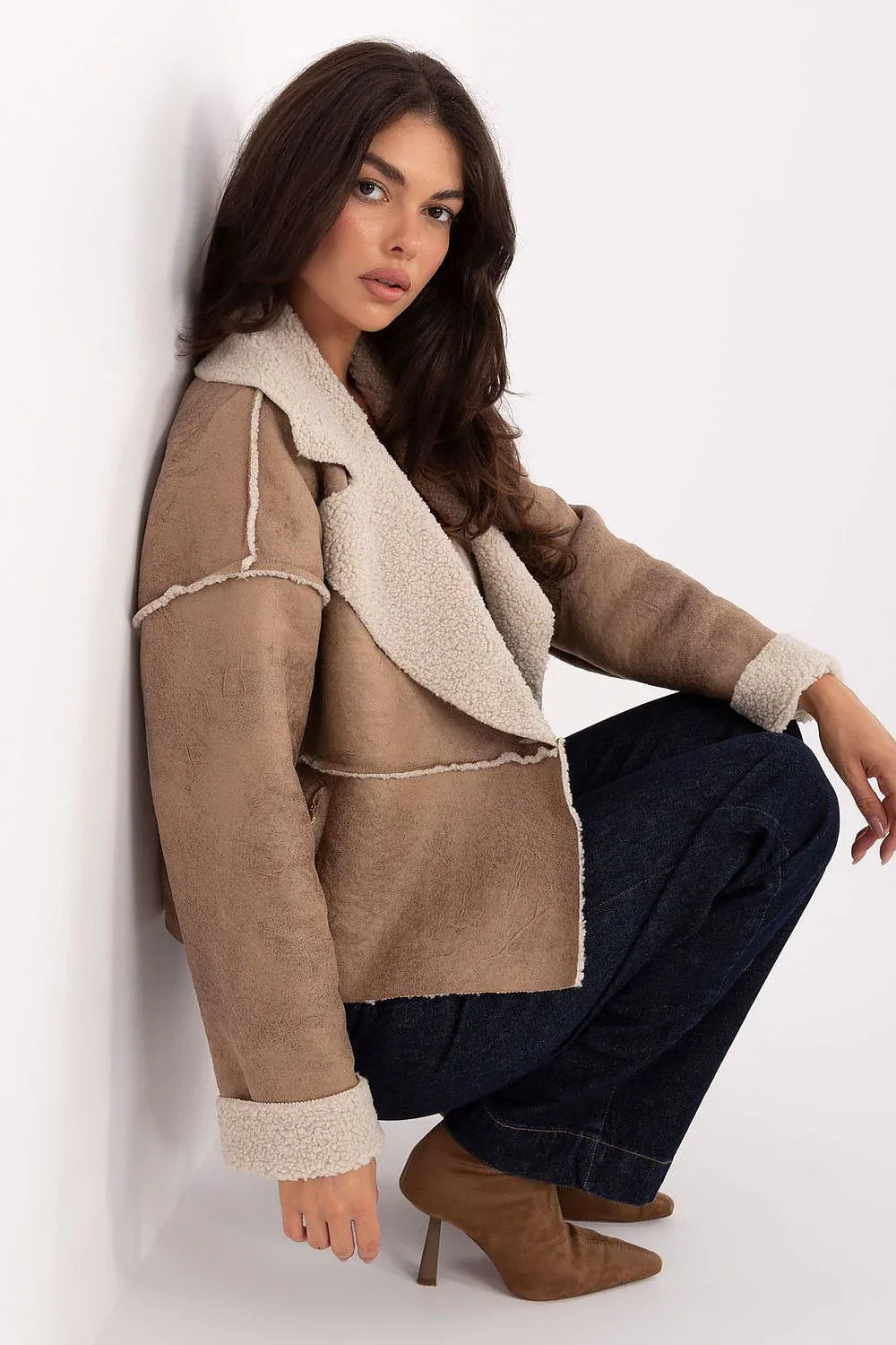 Women's Cropped Jacket - Lightweight Casual - Navy, Beige