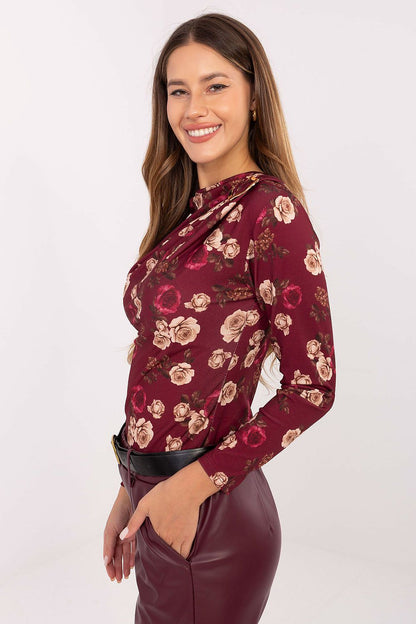Women's Draped Blouse - Floral Waist Length