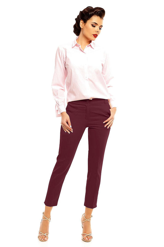 Elegant Women Cropped Pants – High-Rise Slim Fit