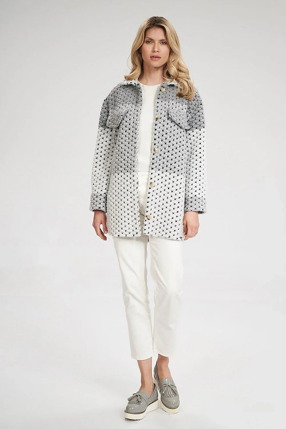 Women's Shacket - Lightweight Minimalist, Chic - Gray