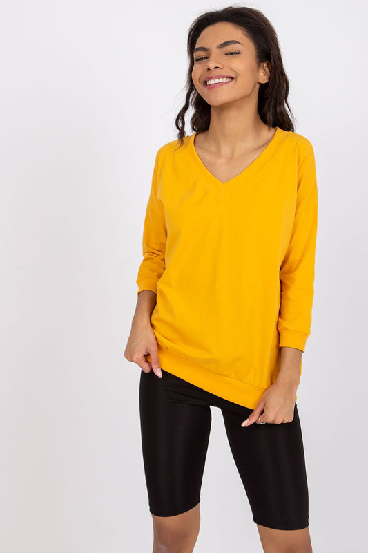 Women's Three-Quarter Sleeve Blouse - Solid Hip Length