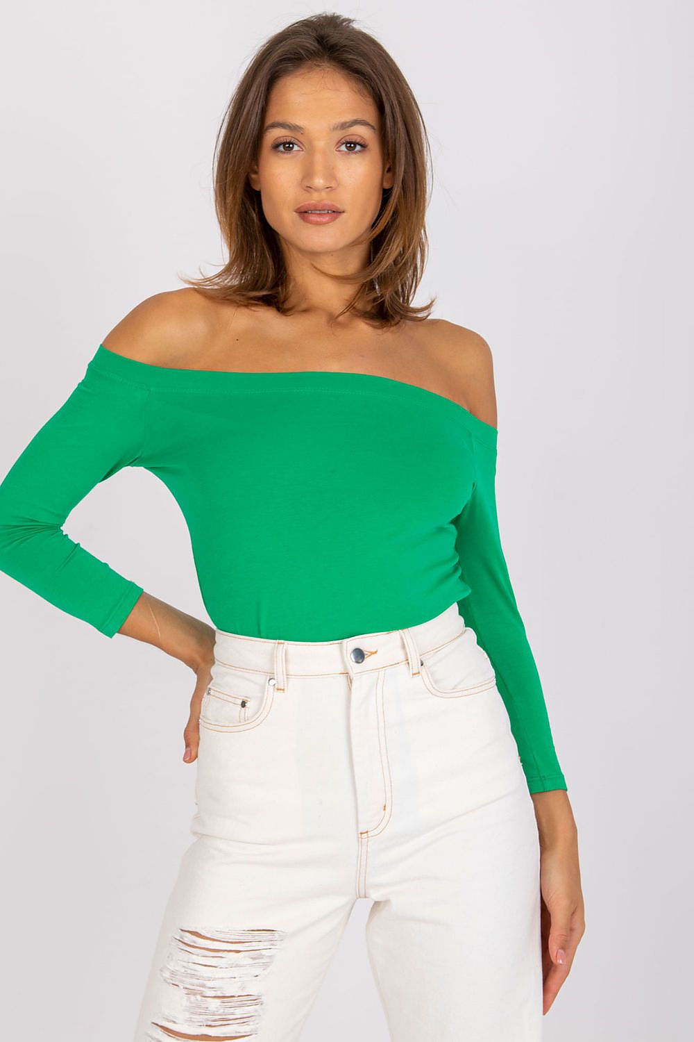 Women's Off-Shoulder Blouse - Solid Waist Length