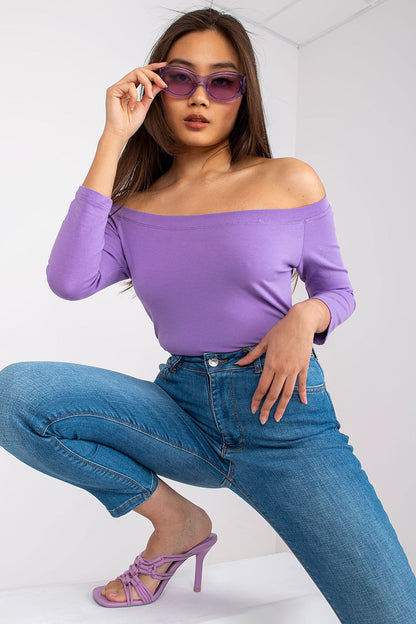 Women's Off-Shoulder Blouse - Solid Waist Length