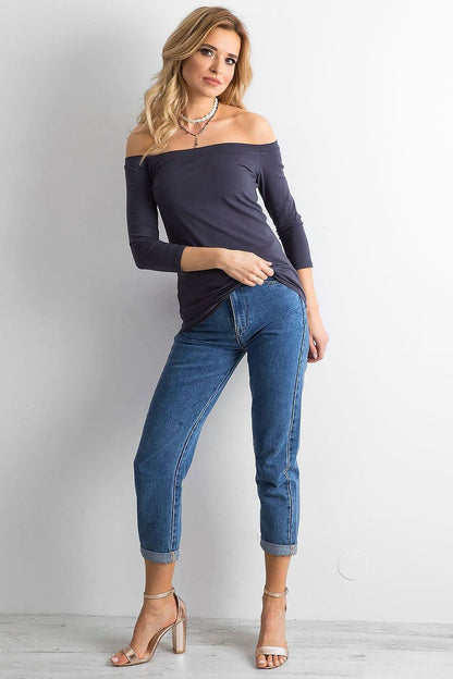 Women's Off-Shoulder Blouse - Solid Waist Length
