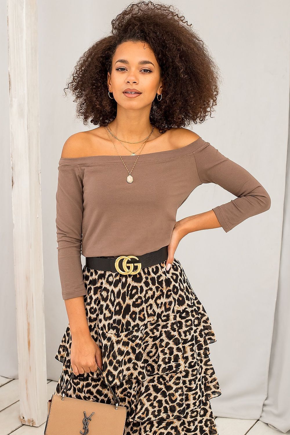 Women's Off-Shoulder Blouse - Solid Waist Length