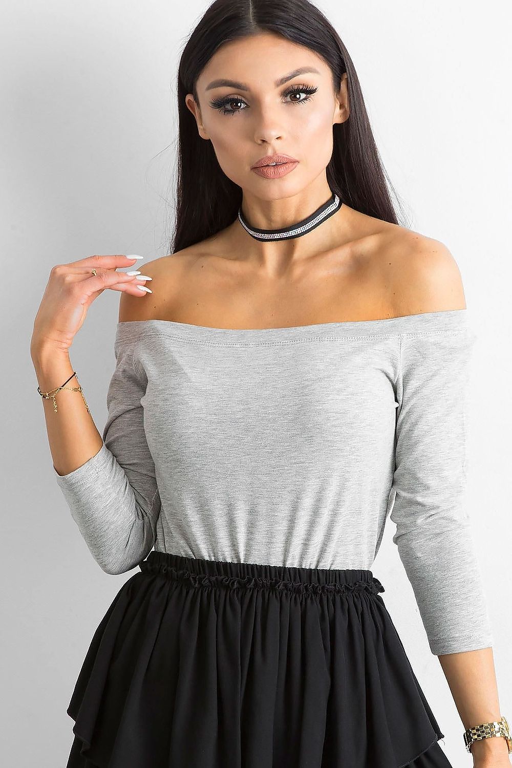 Women's Off-Shoulder Blouse - Solid Waist Length