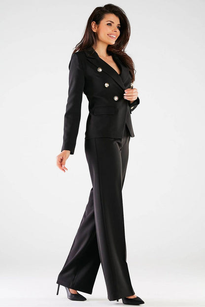 Professional Women Wide-Leg Pants – High-Rise Stretch