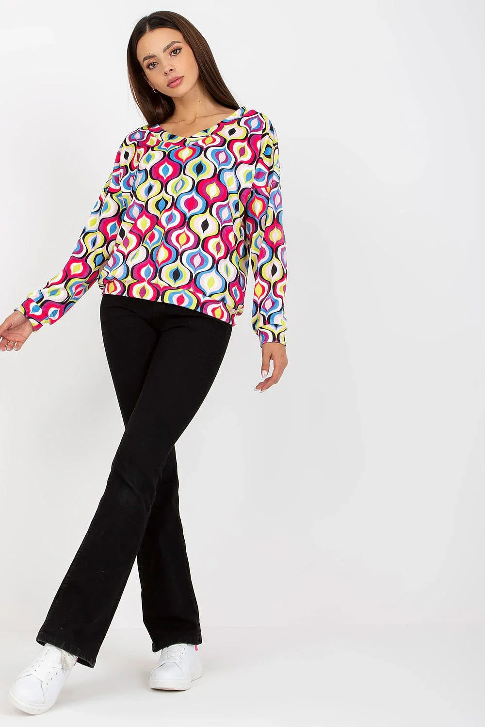 Women's Sweatshirt - V-neck With Regular Fit