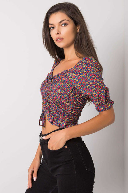 Women's Crop Blouse - Floral Cropped Length