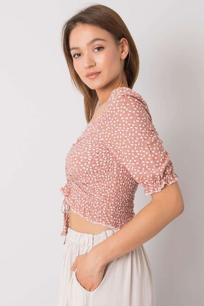 Women's Crop Blouse - Polka Dots Cropped Length