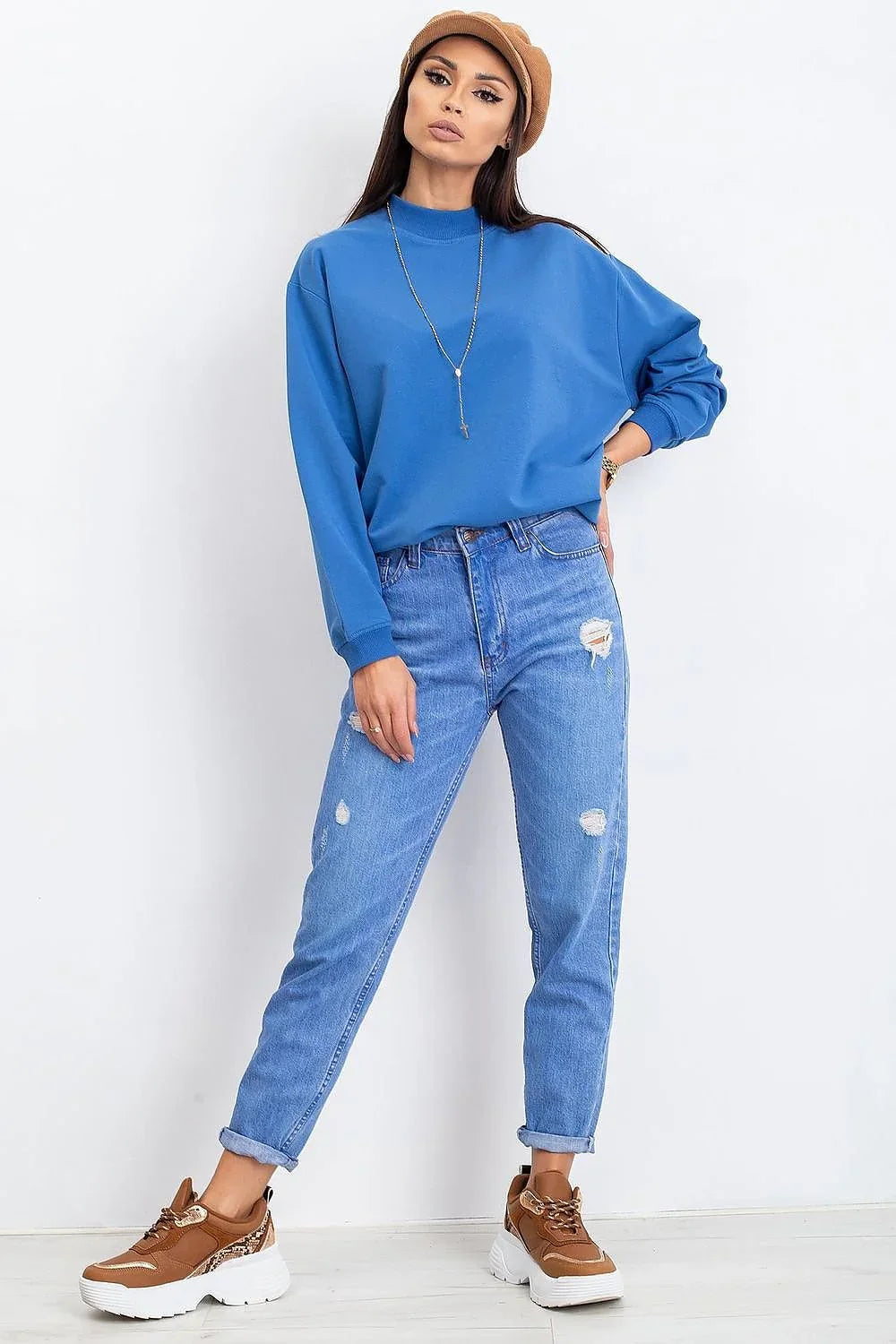 Women's Sweatshirt - Mock-Neck With Regular Fit