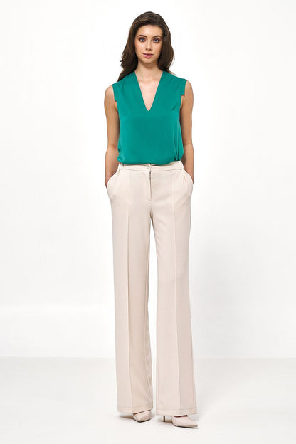 Elegant Women's Wide-Leg Pants – High-Rise Stretch