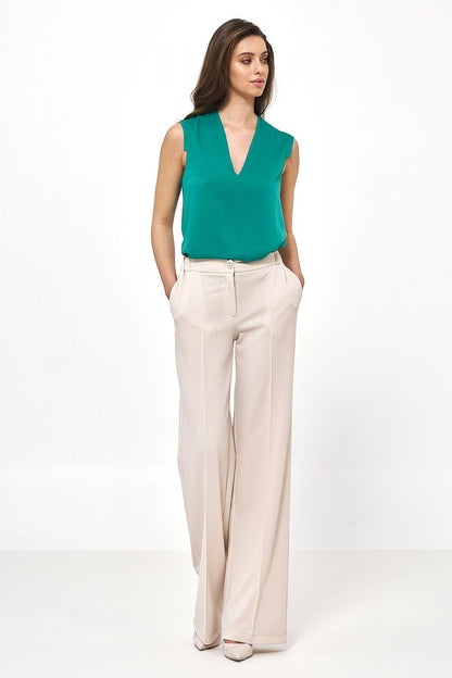 Elegant Women's Wide-Leg Pants – High-Rise Stretch