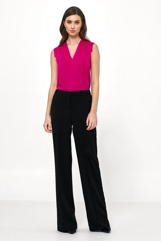 Professional Women Wide-Leg Pants – High-Rise Comfort