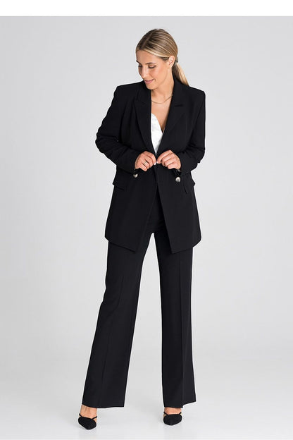 Professional Women's Wide-Leg Pants – High-Rise Button Front