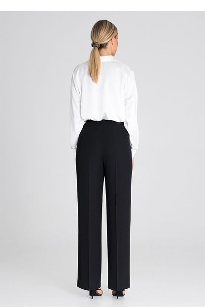 Professional Women's Wide-Leg Pants – High-Rise Button Front