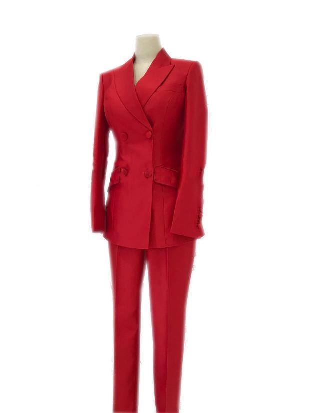 Double-Breasted Business Pantsuit - Women Trouser Suits - Trouser Suit - Pantsuit - Guocali