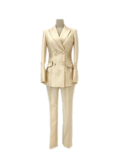 Double-Breasted Business Pantsuit - Women Trouser Suits - Trouser Suit - Pantsuit - Guocali