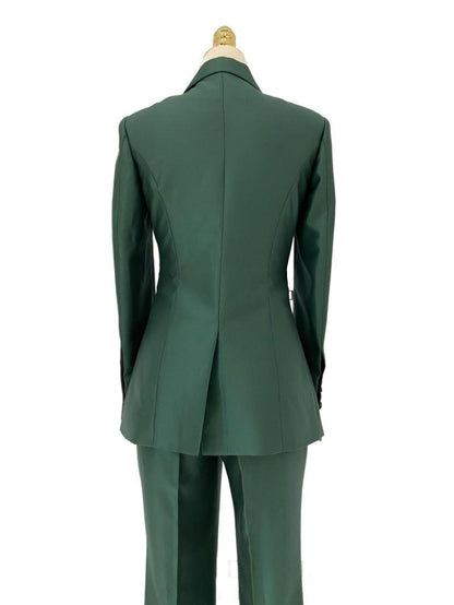 Double-Breasted Flared Pant Suit - Two-Piece Women Suit - Pantsuit - Guocali