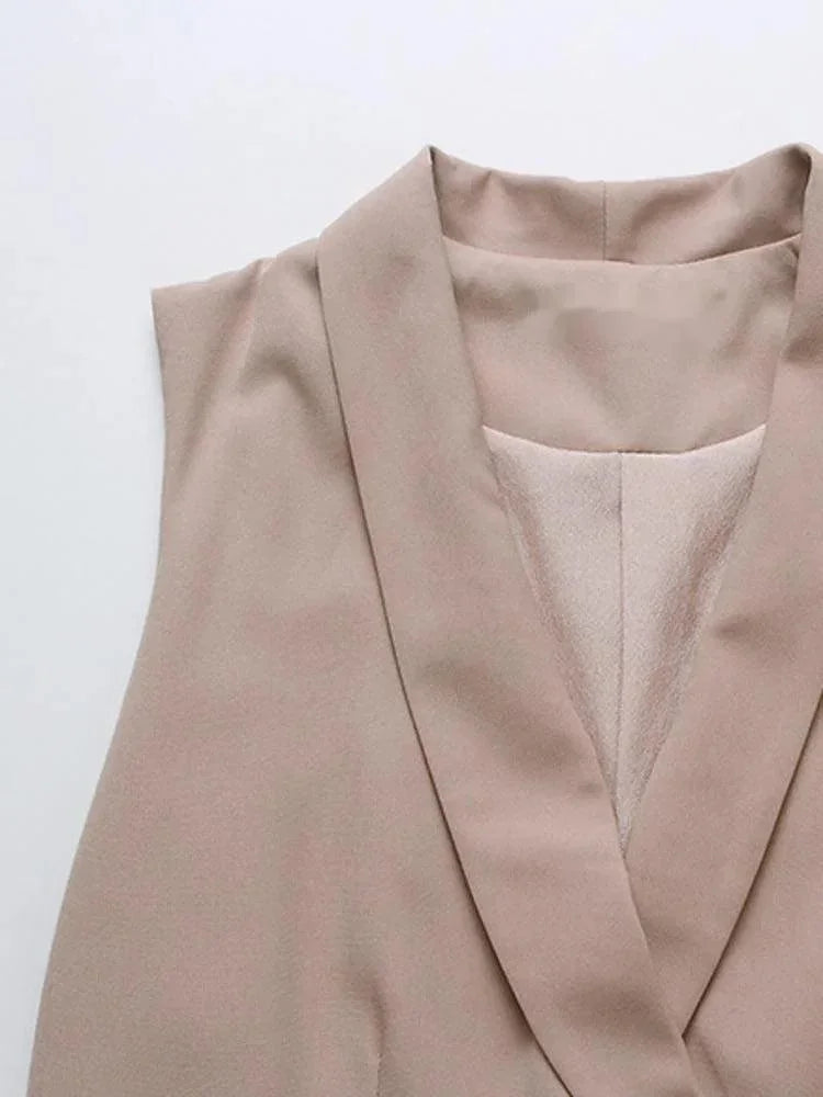 Double-Breasted Irregular Flounced Edge Dress -Guocali