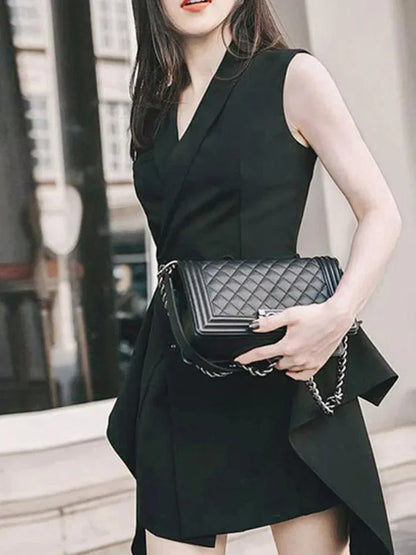 Double-Breasted Irregular Flounced Edge Dress -Guocali