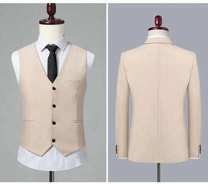 Double-Breasted Solid Men Suit - Business Formal - Double-Breasted Suit - Guocali