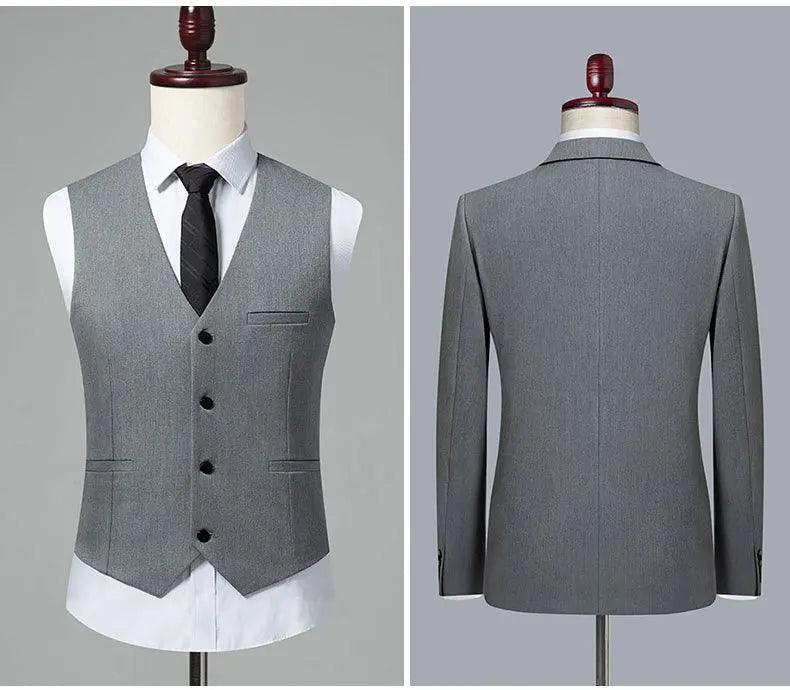 Double-Breasted Solid Men Suit - Business Formal - Double-Breasted Suit - Guocali