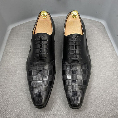 Dress Shoes - Merlin Checked Men Shoes - Dress Shoes - Guocali