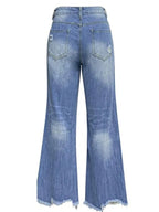 Edgy Women Jeans – High Rise Tassel Hem -Guocali