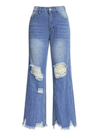 Edgy Women Jeans – High Rise Tassel Hem -Guocali