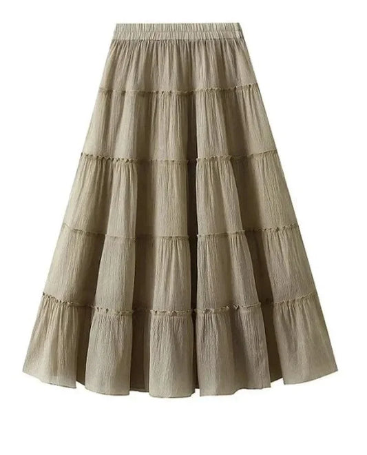 Elastic High-Waisted A-Line Skirt -Guocali