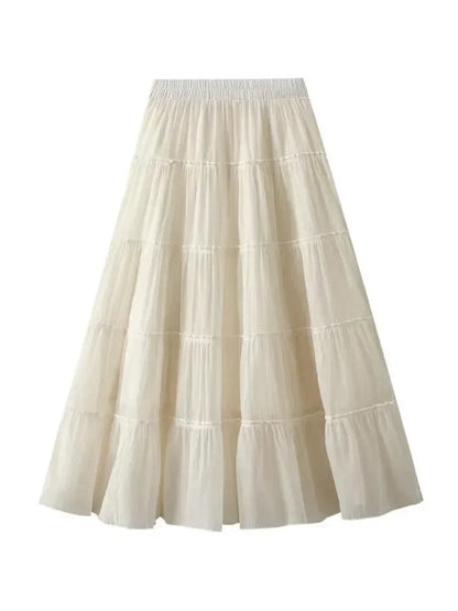 Elastic High-Waisted A-Line Skirt -Guocali