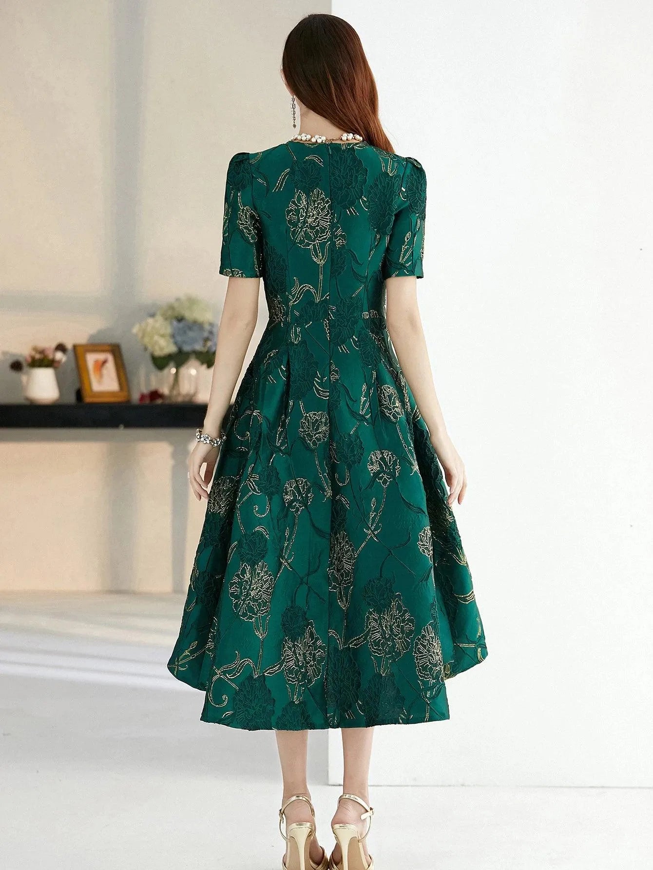 Elegant Boho Floral Long Evening Dress – Chic A-Line Gown -Guocali